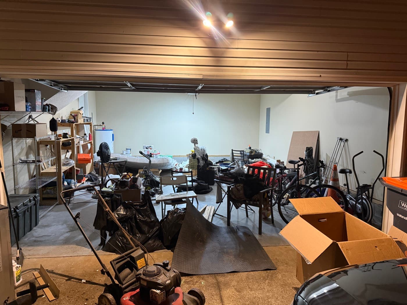 Garage before cleanout and organization work